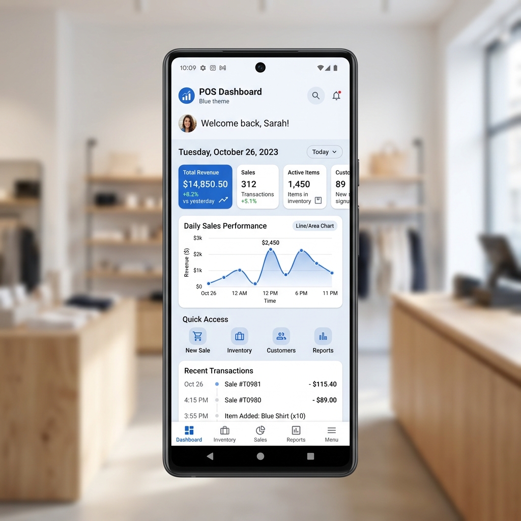 POS Ledger Plus Clothing Retail Billing App Interface